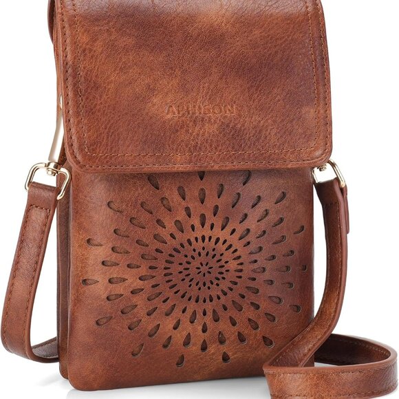 Small Leather Crossbody Bag Women Trendy Phone Wallet Purse with Adjustable Stra - Picture 1 of 6